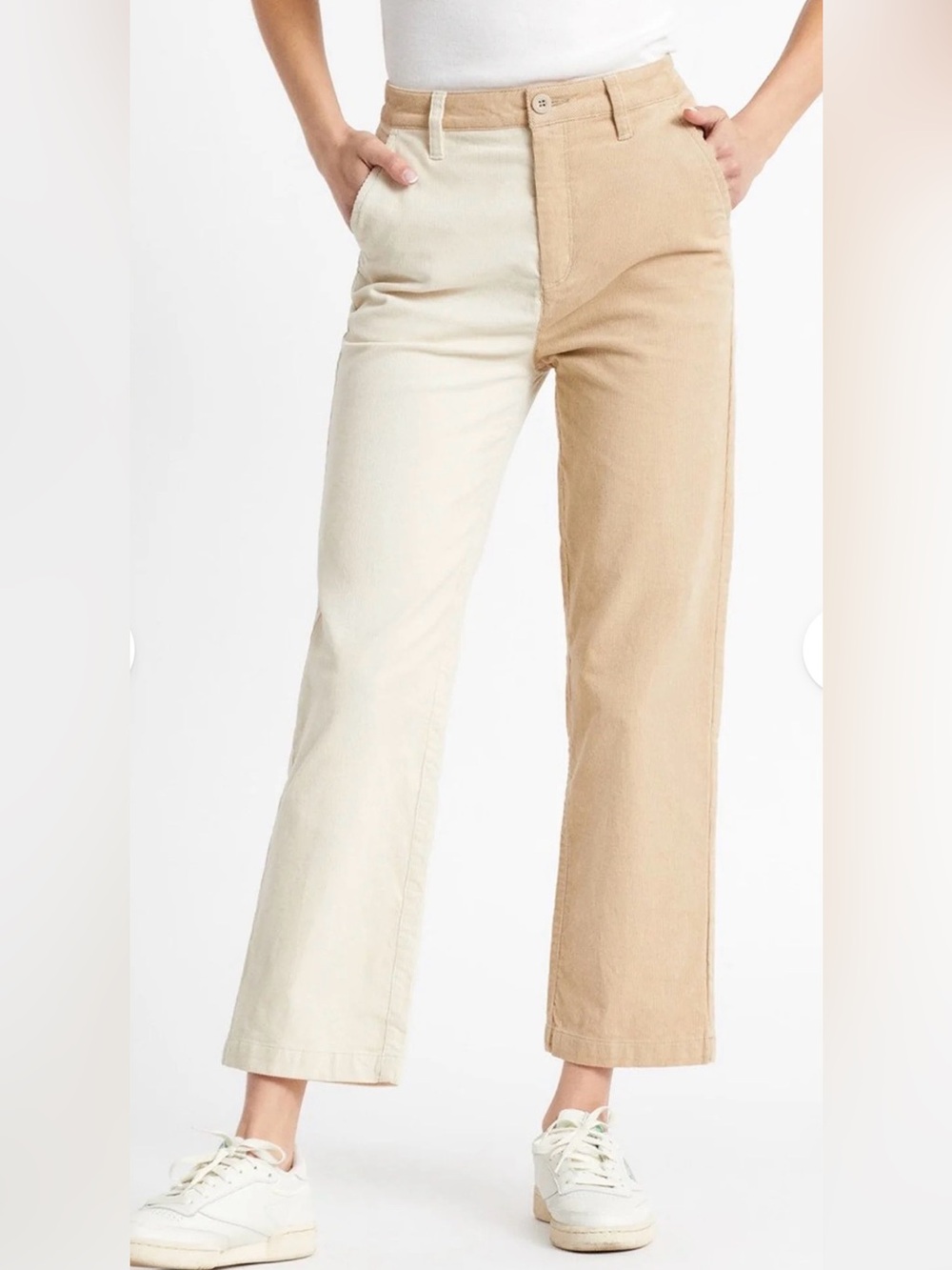 Brixton Two-Tone Beige and Cream Women’s Corduroy Cropped Pants size 25